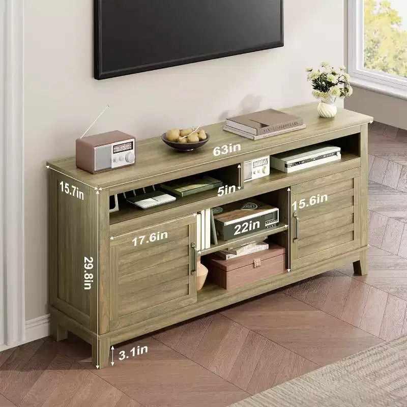 Meuble TV de 160 cm, consoles TV de style ferme moderne pour salon avec étagères réglables, meuble TV pour maison/bureau