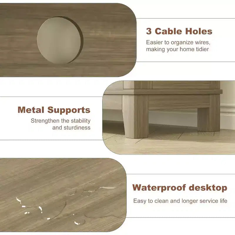 Meuble TV de 160 cm, consoles TV de style ferme moderne pour salon avec étagères réglables, meuble TV pour maison/bureau