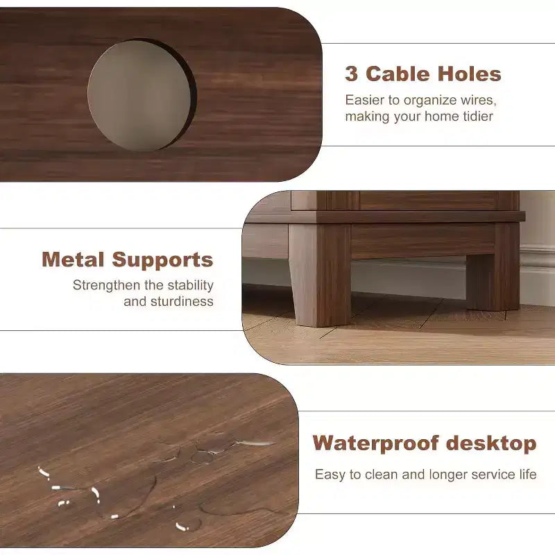 Meuble TV de 160 cm, consoles TV de style ferme moderne pour salon avec étagères réglables, meuble TV pour maison/bureau