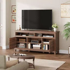 Meuble TV de 160 cm, consoles TV de style ferme moderne pour salon avec étagères réglables, meuble TV pour maison/bureau