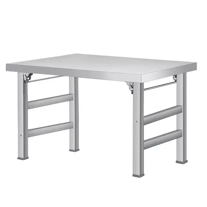Table pliante en acier inoxydable, table de travail portable pliable à niveau unique 48 x 24