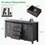 Commode de chambre AMERLIFE style ferme avec tiroirs, armoire de rangement avec portes coulissantes de grange, meuble TV organisateur