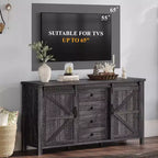Commode de chambre AMERLIFE style ferme avec tiroirs, armoire de rangement avec portes coulissantes de grange, meuble TV organisateur