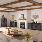 Commode de chambre AMERLIFE style ferme avec tiroirs, armoire de rangement avec portes coulissantes de grange, meuble TV organisateur
