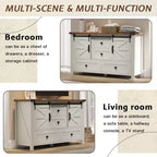 Commode de chambre AMERLIFE style ferme avec tiroirs, armoire de rangement avec portes coulissantes de grange, meuble TV organisateur
