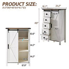 Commode de chambre AMERLIFE style ferme avec tiroirs, armoire de rangement avec portes coulissantes de grange, meuble TV organisateur