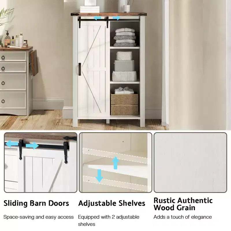 Commode de chambre AMERLIFE style ferme avec tiroirs, armoire de rangement avec portes coulissantes de grange, meuble TV organisateur