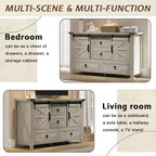 Commode de chambre AMERLIFE style ferme avec tiroirs, armoire de rangement avec portes coulissantes de grange, meuble TV organisateur