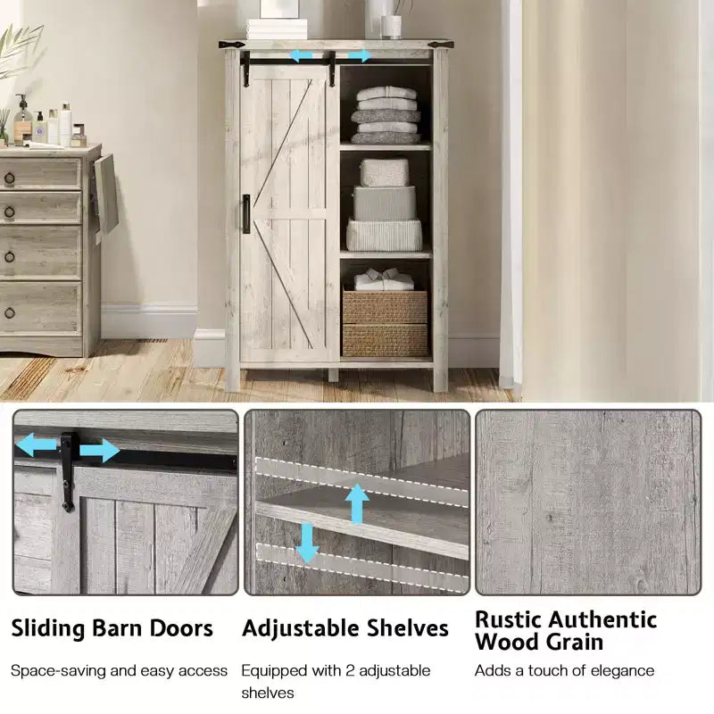 Commode de chambre AMERLIFE style ferme avec tiroirs, armoire de rangement avec portes coulissantes de grange, meuble TV organisateur