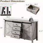 Commode de chambre AMERLIFE style ferme avec tiroirs, armoire de rangement avec portes coulissantes de grange, meuble TV organisateur