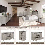 Commode de chambre AMERLIFE style ferme avec tiroirs, armoire de rangement avec portes coulissantes de grange, meuble TV organisateur