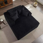 Acekool 61 Chaise Longue Surdimensionnée, Canapé en Velours Côtelé Extra-Large, 4 Oreillers et Accoudoirs, Causeuse Confortable pour Salon ou Chambre, Noir
