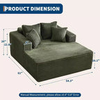 Acekool 61 Chaise Longue Surdimensionnée, Canapé en Velours Côtelé Extra-Large, 4 Oreillers et Accoudoirs, Causeuse Confortable pour Salon ou Chambre, Noir