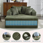 Acekool 61 Chaise Longue Surdimensionnée, Canapé en Velours Côtelé Extra-Large, 4 Oreillers et Accoudoirs, Causeuse Confortable pour Salon ou Chambre, Noir