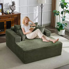 Acekool 61 Chaise Longue Surdimensionnée, Canapé en Velours Côtelé Extra-Large, 4 Oreillers et Accoudoirs, Causeuse Confortable pour Salon ou Chambre, Noir
