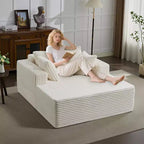 Acekool 61 Chaise Longue Surdimensionnée, Canapé en Velours Côtelé Extra-Large, 4 Oreillers et Accoudoirs, Causeuse Confortable pour Salon ou Chambre, Noir