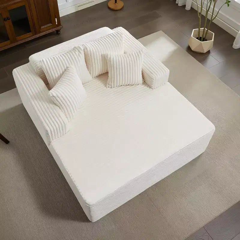 Acekool 61 Chaise Longue Surdimensionnée, Canapé en Velours Côtelé Extra-Large, 4 Oreillers et Accoudoirs, Causeuse Confortable pour Salon ou Chambre, Noir