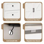 Meuble buffet de ferme CuisinSmart avec rangement et prise de courant intégrée, armoire de salle à manger avec 2 portes et 3 tiroirs pour salon et salle à manger