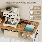 Meuble buffet de ferme CuisinSmart avec rangement et prise de courant intégrée, armoire de salle à manger avec 2 portes et 3 tiroirs pour salon et salle à manger