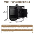 Meuble buffet de ferme CuisinSmart avec rangement et prise de courant intégrée, armoire de salle à manger avec 2 portes et 3 tiroirs pour salon et salle à manger
