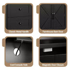 Meuble buffet de ferme CuisinSmart avec rangement et prise de courant intégrée, armoire de salle à manger avec 2 portes et 3 tiroirs pour salon et salle à manger
