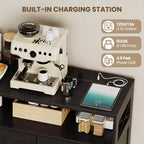 Meuble buffet de ferme CuisinSmart avec rangement et prise de courant intégrée, armoire de salle à manger avec 2 portes et 3 tiroirs pour salon et salle à manger
