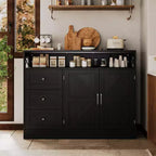 Meuble buffet de ferme CuisinSmart avec rangement et prise de courant intégrée, armoire de salle à manger avec 2 portes et 3 tiroirs pour salon et salle à manger
