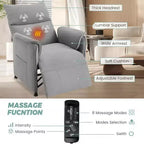 Fauteuil inclinable électrique GustoWave avec massage et chauffage, fauteuil inclinable simple réglable, fauteuil de cinéma maison