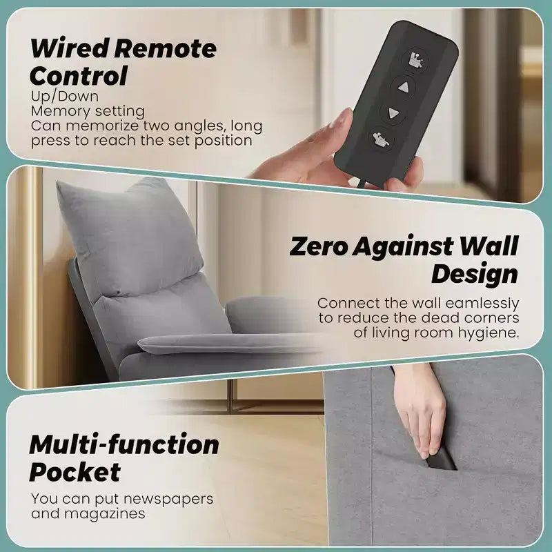 Fauteuil inclinable électrique GustoWave avec massage et chauffage, fauteuil inclinable simple réglable, fauteuil de cinéma maison