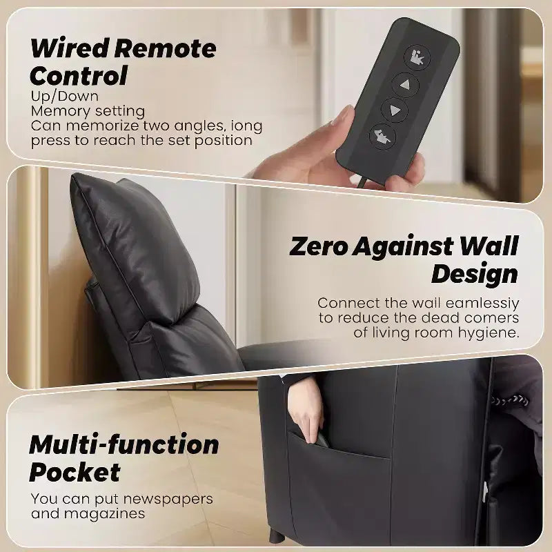 Fauteuil inclinable électrique GustoWave avec massage et chauffage, fauteuil inclinable simple réglable, fauteuil de cinéma maison