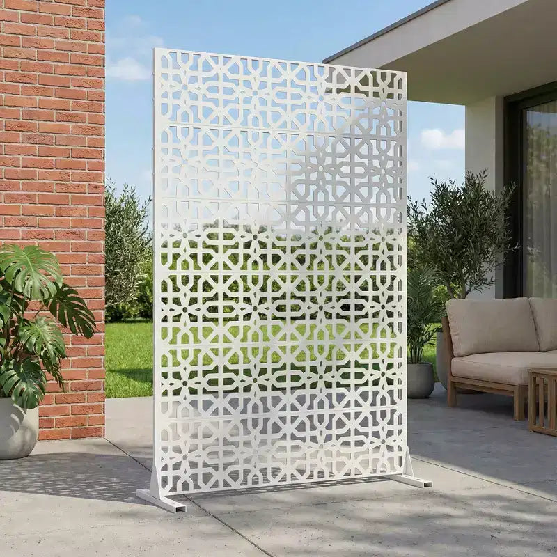 MAYEERTY 72x47 Écran de confidentialité extérieur naturel blanc, séparateur pliable naturel en 6 pièces pour jardin et cour arrière