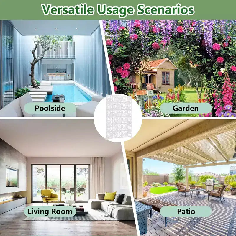 MAYEERTY 72x47 Écran de confidentialité extérieur naturel blanc, séparateur pliable naturel en 6 pièces pour jardin et cour arrière