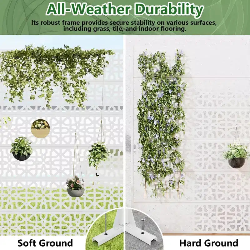 MAYEERTY 72x47 Écran de confidentialité extérieur naturel blanc, séparateur pliable naturel en 6 pièces pour jardin et cour arrière