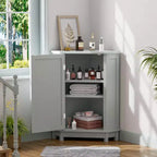 Meuble de Rangement d'Angle Okak pour Salle de Bain avec 3 Étagères Réglables, Meuble de Rangement sur Pied, Organisateur d'Angle de Salle de Bain