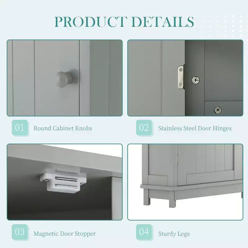 Meuble de Rangement d'Angle Okak pour Salle de Bain avec 3 Étagères Réglables, Meuble de Rangement sur Pied, Organisateur d'Angle de Salle de Bain