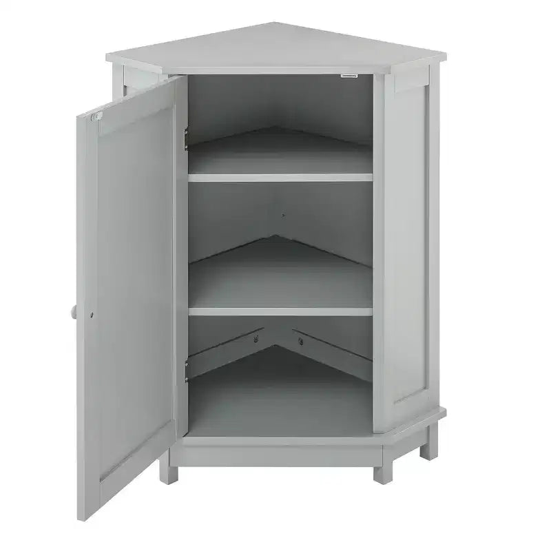 Meuble de Rangement d'Angle Okak pour Salle de Bain avec 3 Étagères Réglables, Meuble de Rangement sur Pied, Organisateur d'Angle de Salle de Bain
