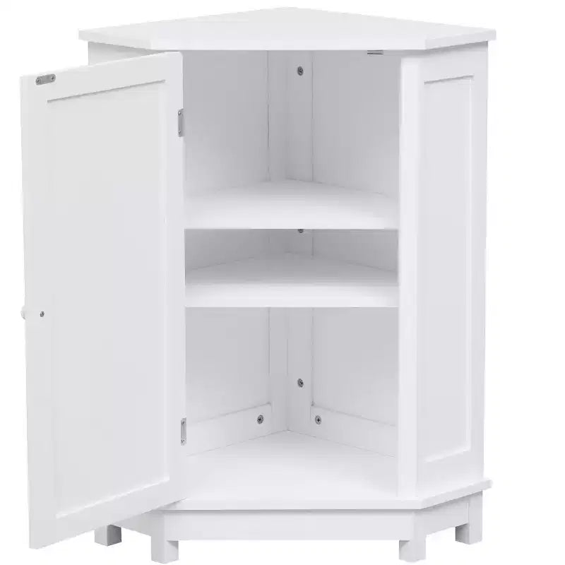 Meuble de Rangement d'Angle Okak pour Salle de Bain avec 3 Étagères Réglables, Meuble de Rangement sur Pied, Organisateur d'Angle de Salle de Bain