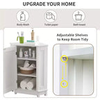Meuble de Rangement d'Angle Okak pour Salle de Bain avec 3 Étagères Réglables, Meuble de Rangement sur Pied, Organisateur d'Angle de Salle de Bain