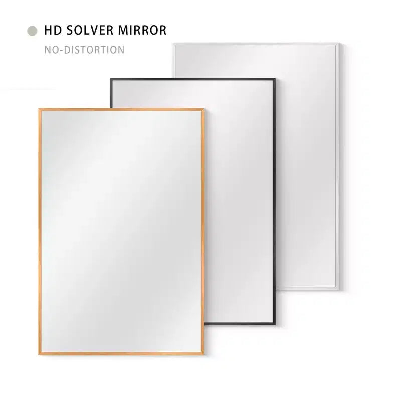 Miroir suspendu MAYEERTY en alliage d'aluminium, bords fins, rectangulaire à angle droit, doré, 38x26x1 pouces, double face