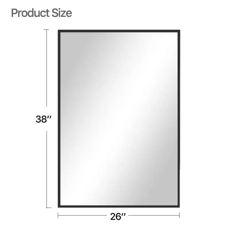 Miroir suspendu MAYEERTY en alliage d'aluminium, bords fins, rectangulaire à angle droit, doré, 38x26x1 pouces, double face