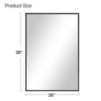 Miroir suspendu MAYEERTY en alliage d'aluminium, bords fins, rectangulaire à angle droit, doré, 38x26x1 pouces, double face