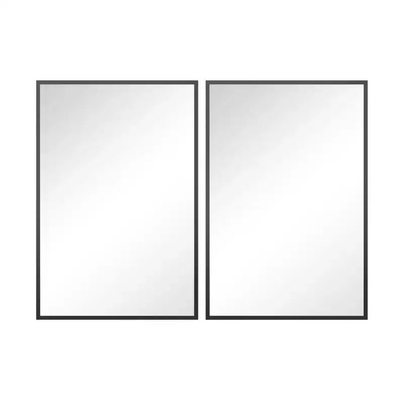 Miroir suspendu MAYEERTY en alliage d'aluminium, bords fins, rectangulaire à angle droit, doré, 38x26x1 pouces, double face