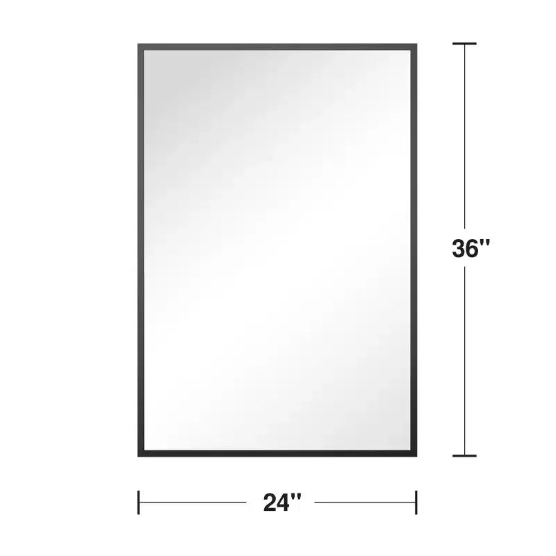 Miroir suspendu MAYEERTY en alliage d'aluminium, bords fins, rectangulaire à angle droit, doré, 38x26x1 pouces, double face