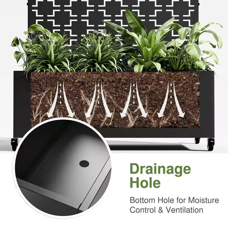 MAYEERTY Jardinière avec treillis Arche noire en fer Style 01 183x89x41cm Lot de 3 pièces