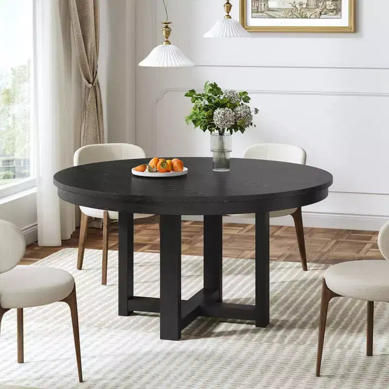 MAYEERTY 45 Wood Round Dining Table for 4, Farmhouse Modern Kitchen & Dining Room Table