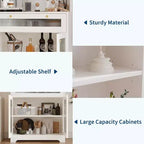 Meuble de cuisine Acekool avec portes en verre, étagère ouverte à 3 niveaux et tiroir, étagères réglables, table de bar à café pour cuisine et salle à manger, blanc