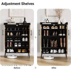 Meuble à chaussures Acekool 6 niveaux en rotin – Organiseur avec étagères réglables et portes pour entrée, couloir et dressing, tissage naturel