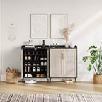 Meuble à chaussures Acekool 6 niveaux en rotin – Organiseur avec étagères réglables et portes pour entrée, couloir et dressing, tissage naturel