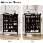 Meuble à chaussures Acekool 6 niveaux en rotin – Organiseur avec étagères réglables et portes pour entrée, couloir et dressing, tissage naturel