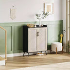 Meuble à chaussures Acekool 6 niveaux en rotin – Organiseur avec étagères réglables et portes pour entrée, couloir et dressing, tissage naturel
